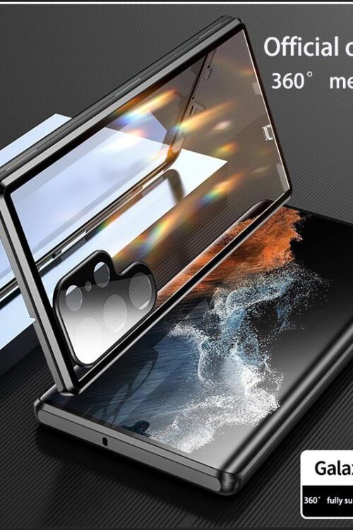 Luxury case For Samsung Galaxy S23 series  360° Full Surround Metal Magnetic With Screen Glass Camera Protection Cover